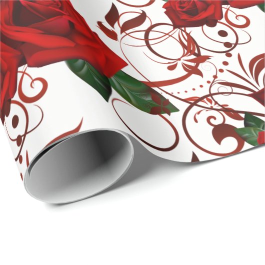 Rood rozenpapier cadeaupapier (Rol Hoek)