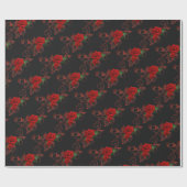 Rood rozenpatroon en zwart omslagpapier cadeaupapier (Vlak)