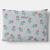 rood rozenpatroon pastel blauw gepersonaliseerd etui (Voorkant)