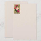 Rood rozenschilderwerk briefpapier (Voorkant / Achterkant)