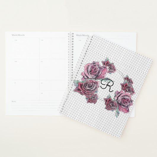 Rood rozenstip Waterverf Womans Initiaal Planner (Display)