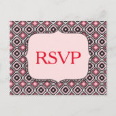 Rood RSVP Roze en Zwart Patroon Uitnodiging Briefkaart (Voorkant)