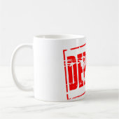 Rood rubber stempel effect storting koffiemok (Links)