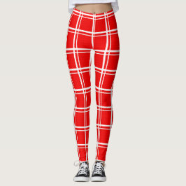 Rood ruitenpatroon raster strepenpatroon ontwerp leggings