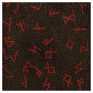 Rood Runic Letters op donker (gesimuleerd) leer Stof