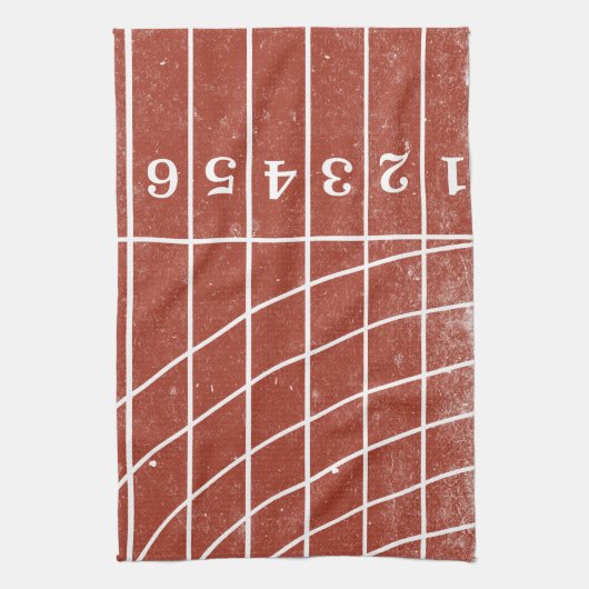 Rood Running Track Distress Style Keukenhanddoek (Verticaal)