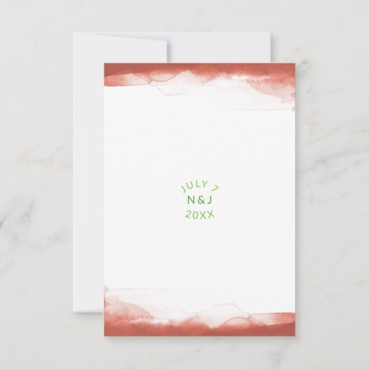 Rood Rust Klei Bruin Waterverf Modern Bruiloft RSV RSVP Kaartje (Achterkant)