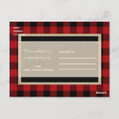 Rood rusticaal buffelgeruit kraft rendier foto briefkaart (Achterkant)