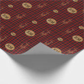 Rood rustiek buffel geruit hert Monogram Beginlett Cadeaupapier (Hoek)