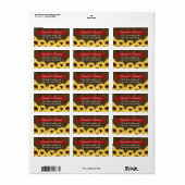 ROOD RUSTIEK ZONNEBLOEM RETOURADRES LABEL (Full Sheet)