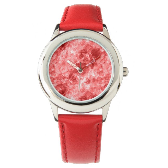 Rood ruw textiel horloge (Voorkant)