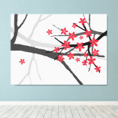 Rood Sakura verpakt Canvas Afdruk (Insitu (Houten vloer))