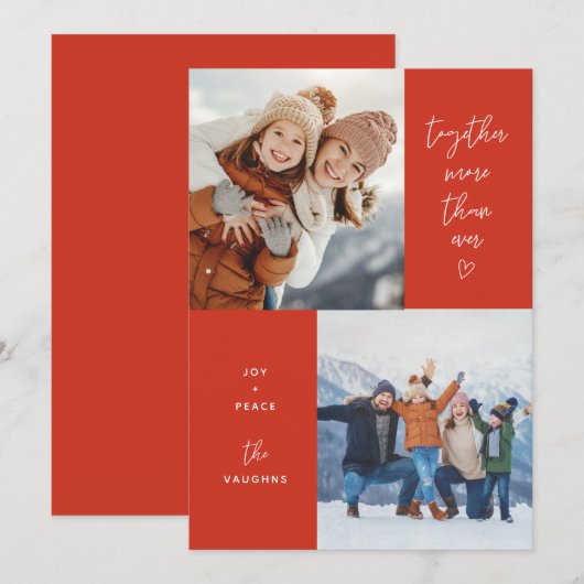 Rood samen meer dan ooit 2-foto-feestkaart feestdagenkaart (Voorkant / Achterkant)