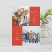 Rood samen meer dan ooit 2-foto-feestkaart feestdagenkaart (Staand voorkant)