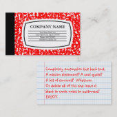 rood samenstellingsboek visitekaartje (Voorkant / Achterkant)