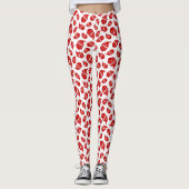 Rood Santa hoofd op witte achtergrond patroon Leggings (Voorkant)