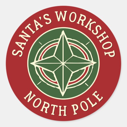  rood Santa's Workshop Noordpool sticker (Voorkant)