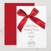 Rood Satijn Boog Wit Minimal Classic Vakantie Kaart (Voorkant / Achterkant)