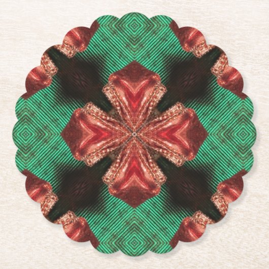 Rood Satijn Bow Groen Kruis Lint Kartonnen Onderzetters (Voorkant)