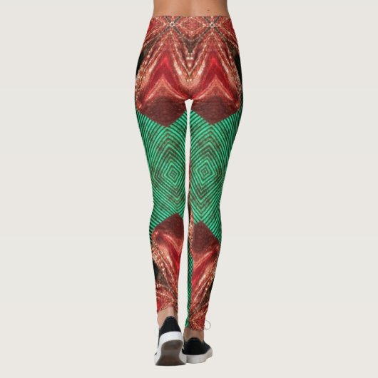 Rood Satijn Bow Groen Kruis Lint Ontwerp Leggings (Achterkant)