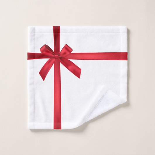 Rood Satijn Lint Boog Kerstfeest Bad Handdoek (Wasdoekje)