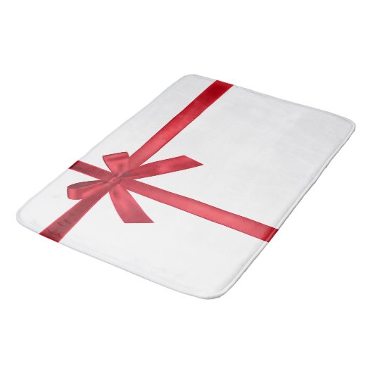 Rood Satijn Lint Boog Kerstfeest Badmat (Gekanteld)