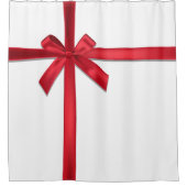 Rood Satijn Lint Boog Kerstfeest Douchegordijn (Voorkant)