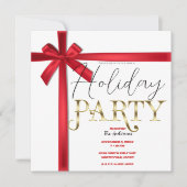 Rood Satijn Lint Boog Kerstfeest Kaart (Voorkant)