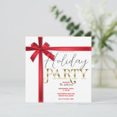 Rood Satijn Lint Boog Kerstfeest Kaart (Staand voorkant)