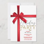 Rood Satijn Lint Boog Kerstfeest Kaart (Voorkant)