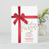 Rood Satijn Lint Boog Kerstfeest Kaart (Staand voorkant)