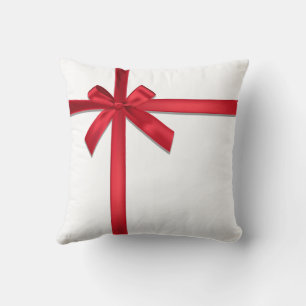 Rood Satijn Lint Boog Kerstfeest Kussen