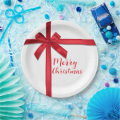 Rood Satijn Lint Boog Kerstfeest Papieren Bordje (Feest)