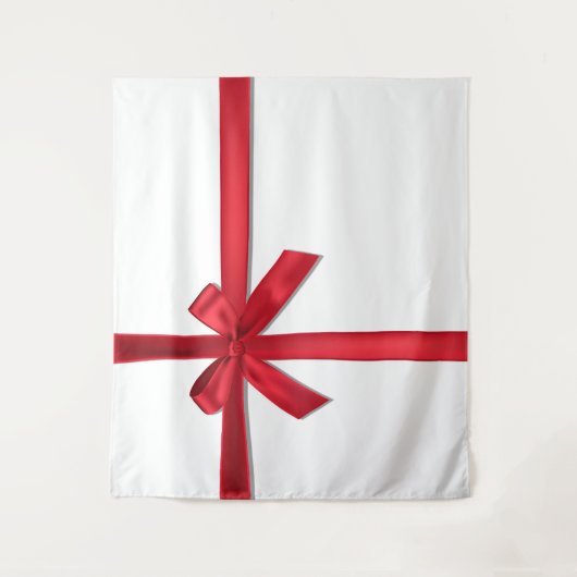 Rood Satijn Lint Boog Kerstfeest Wandkleed (Voorkant)