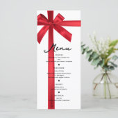 Rood Satijn Lint Bow Christmas Holiday Party Menu (Staand voorkant)
