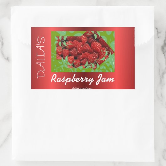 Rood satijn Raspberry jam label (Tas)
