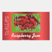 Rood satijn Raspberry jam label (Voorkant)