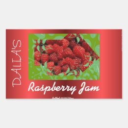 Rood satijn Raspberry jam label