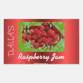Rood satijn Raspberry jam label