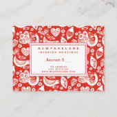 Rood Scandinavisch kerstprint cadeaubon Visitekaartje (Achterkant)