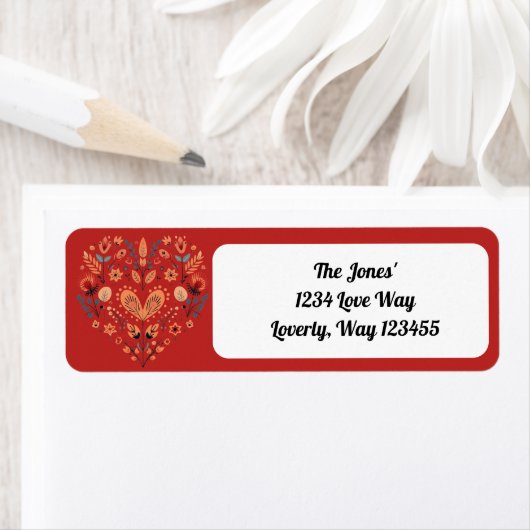 Rood Scandinavisch Noords Hart Valentijnse Etiket (Insitu)