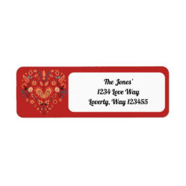 Rood Scandinavisch Noords Hart Valentijnse Etiket