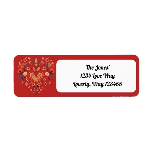 Rood Scandinavisch Noords Hart Valentijnse Etiket (Voorkant)