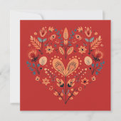 Rood Scandinavisch Noords Hart Valentijnse Feestdagenkaart (Voorkant)