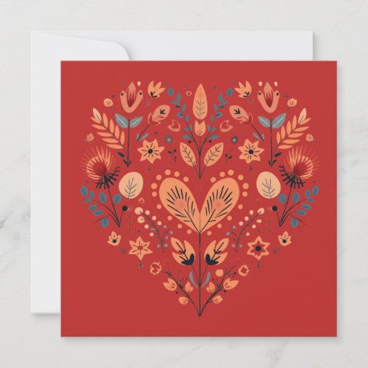 Rood Scandinavisch Noords Hart Valentijnse Feestdagenkaart (Voorkant)