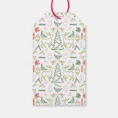 Rood Scandinavisch patroon Kerstmis Cadeaulabel (Achterkant)