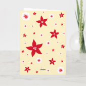 Rood Scandinavisch rendier bloemenkerst Feestdagen Kaart (Achterkant)