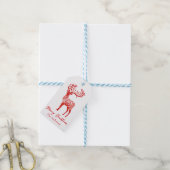 Rood Scandinavisch rendier Vrolijk Kerstfeest Cadeaulabel (Met Touw)