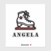 Rood Schaats met ijsschaatsen Meisjesnaam Girly Cu Sticker (Vel)