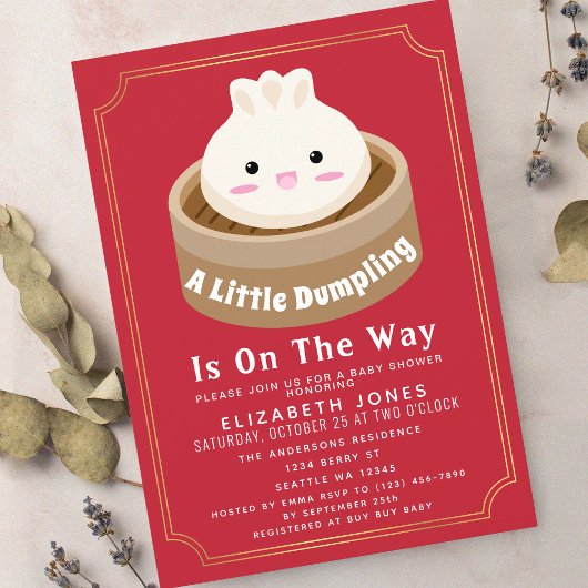 Rood Schattige Klein Dumpling Baby shower Kaart